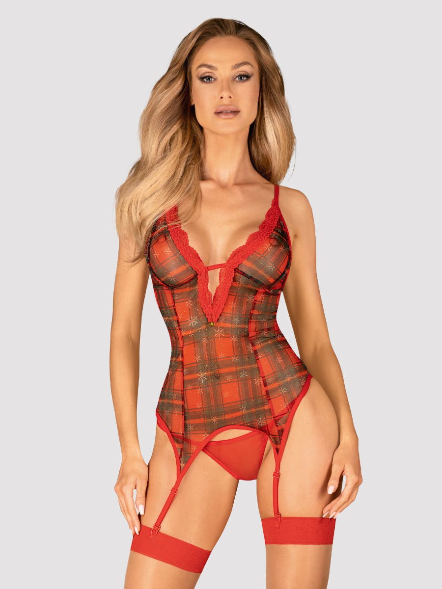 Obsessive Jollymore Corset, String,strumpfhalter Red Caro Xs/s - Amorana