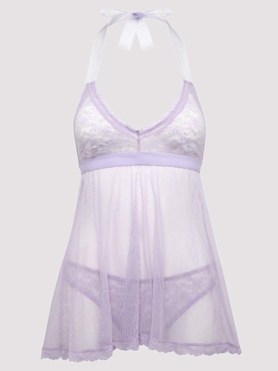 Lovehoney-lingerie Peony Lilac Babydoll Baby Doll & String - Amorana