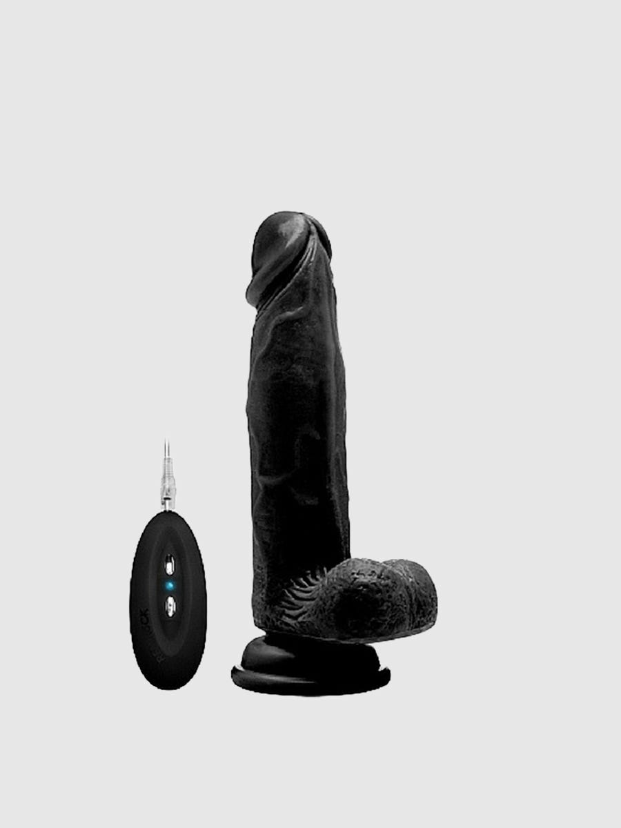 realrock realistic cock realistischer dildo mit vibration und hoden schwarz 20cm amorana