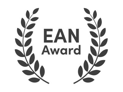 A black illustration of an wards wreath: "EAN Award"