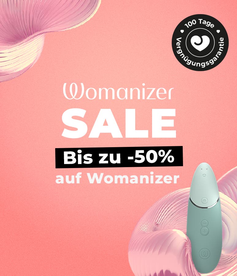 Eine Frau in einer Badewanne mit einem roten Womanizer Duo 2. Text: "Womanizer The Original Eine Innovation der Lust"